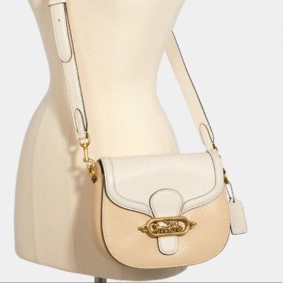 🎀 Coach Jade Leather Saddle Color block Bag - Picture 2 of 11